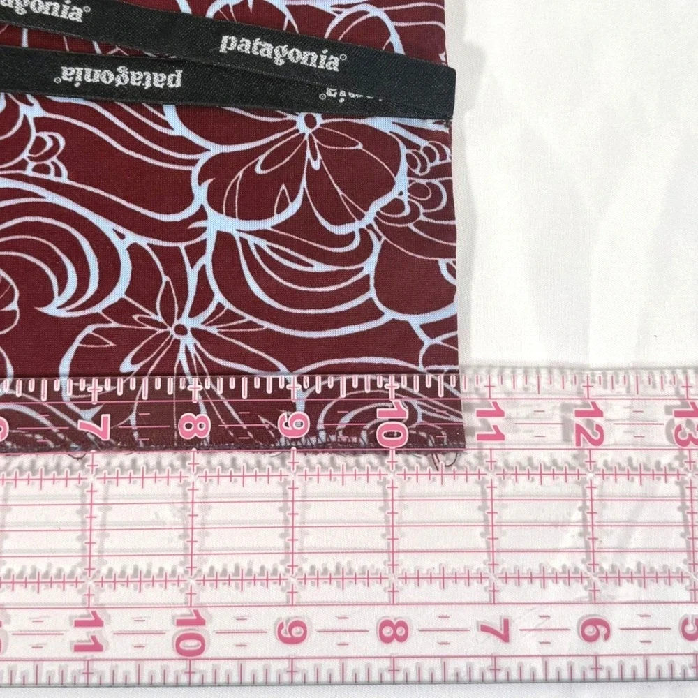 Patagonia Laundry Dust Bag Burgundy Floral Hibiscus Ribbon Tie Pouch